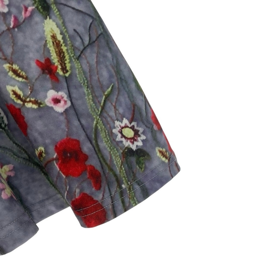 Grey & Red Floral Print Mini Dress