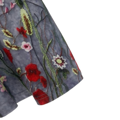 Grey & Red Floral Print Mini Dress