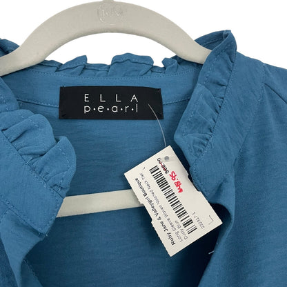 NWT Ella Pearl Ruby Jane Dusty Blue Long Sleeve Woven Notched Tier Dress