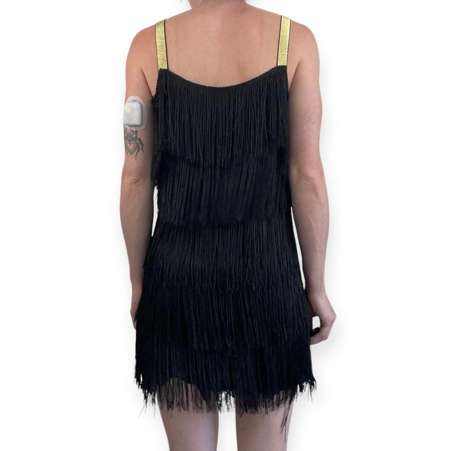 L’Vow Women Vintage Black Fringe Bodycon Flapper Mini Dress