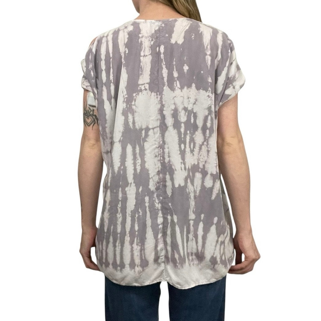 River + Sky Grey & White Tie-Dye Cold Shoulder Blouse