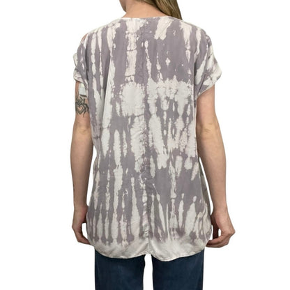 River + Sky Grey & White Tie-Dye Cold Shoulder Blouse