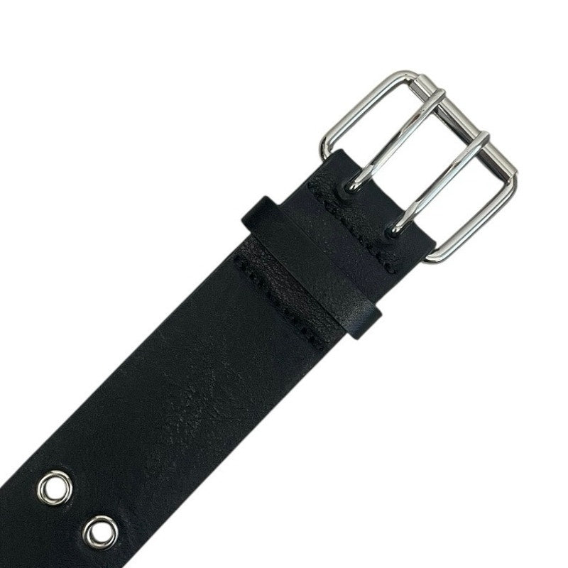 Brandy Melville Black Faux Leather Silver Grommet Belt