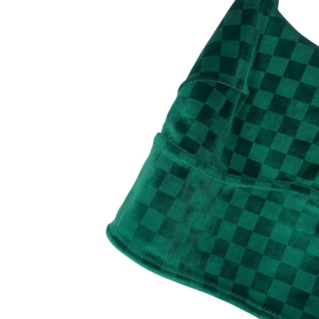 Colsie Green Velvet Checkerboard Cropped Tank Top