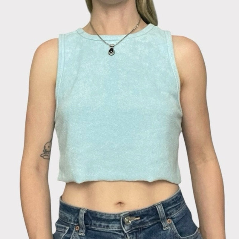 Forever 21 Light Blue Terry Cloth Cropped Tank Top