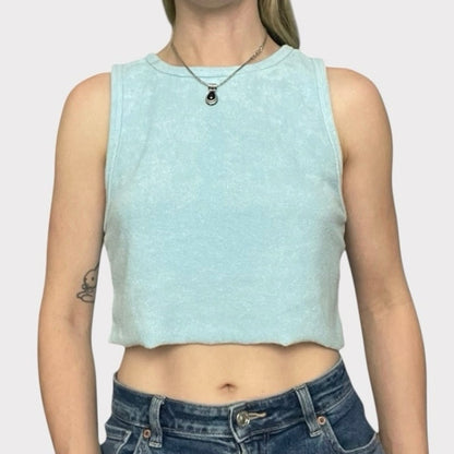 Forever 21 Light Blue Terry Cloth Cropped Tank Top