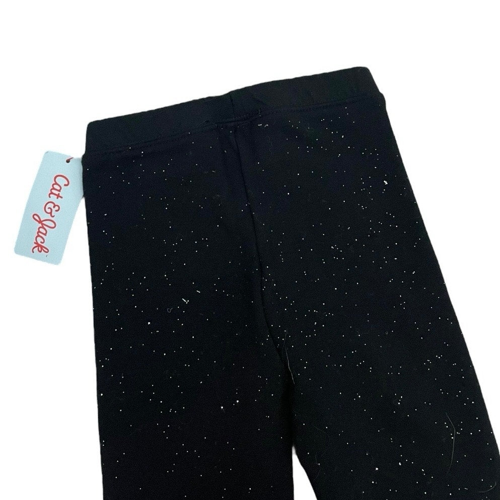 NWT Cat & Jack Girls Black Sparkly Glitter Leggings