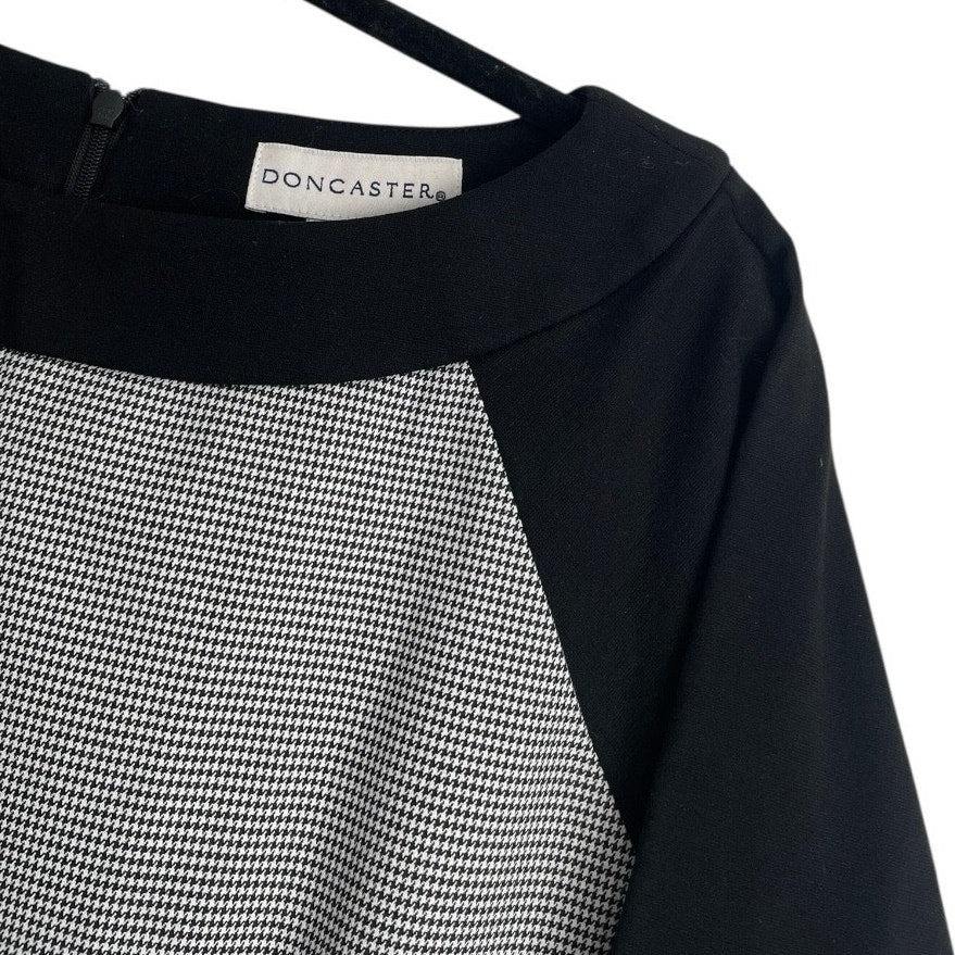 Doncaster Black & White Houndstooth Cropped Sleeve Dress