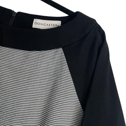 Doncaster Black & White Houndstooth Cropped Sleeve Dress