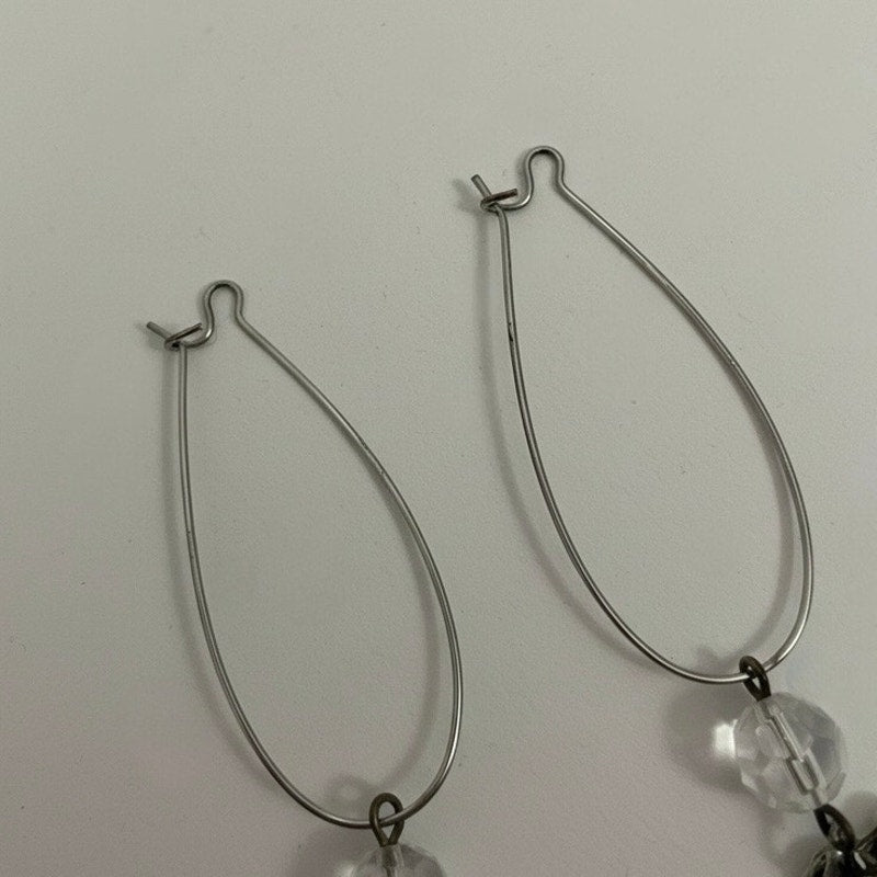 Silver Leaf Pendant Beaded Dangle Statement Earrings