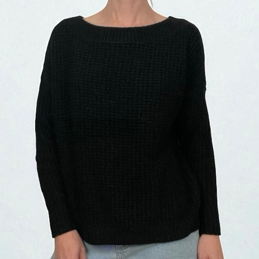 Leith Black Knit Crewneck Sweater