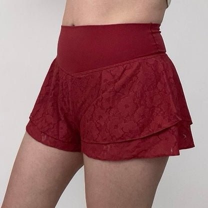 Offline by Aerie Real Me Burgundy Lace Mini Shorts