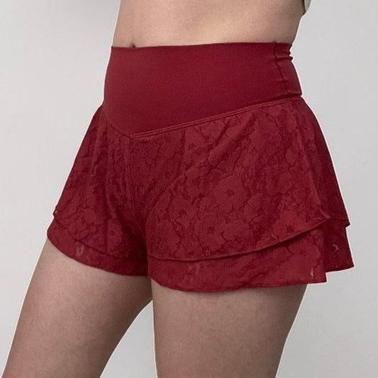 Offline by Aerie Real Me Burgundy Lace Mini Shorts