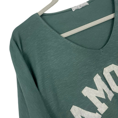 No Boundaries Green Amour 3 Star Embroidered Long Sleeve V-Neck Top