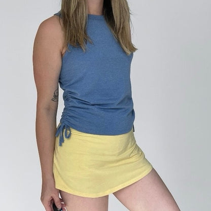 SO Blue Ruched Side Tie Tank Top
