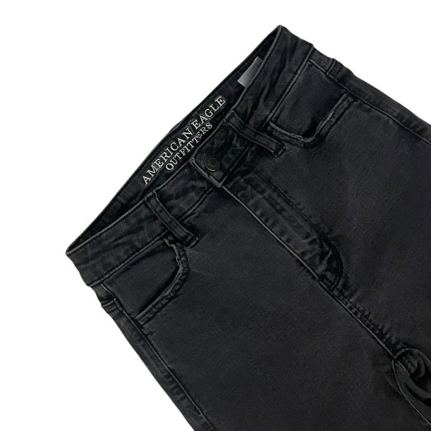 American Eagle Distressed Black Super Stretch Super Hi-Rise Jegging