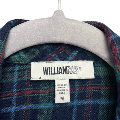 William Rast Missy Blue & Green Plaid Long Sleeve Button Down Shirt