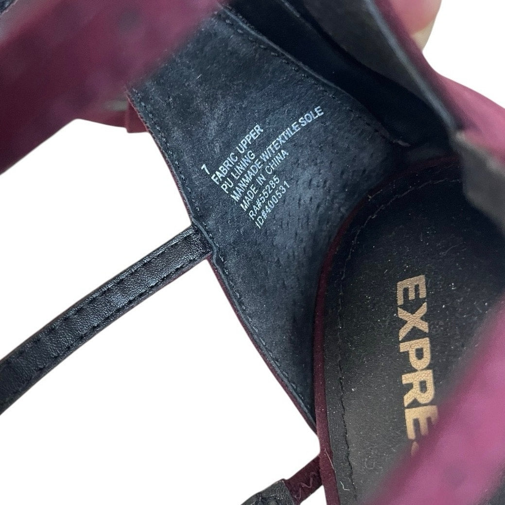 Express Burgundy Faux Suede Strappy Cage Stiletto Heels