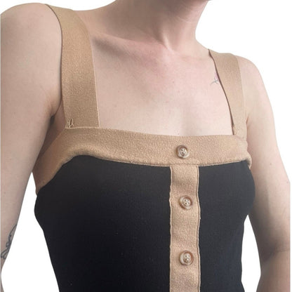 Lelis Soft Black with Beige Trim Jumpsuit