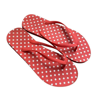 Shade & Shore Orange & White Polka Dot Flip Flop Sandals