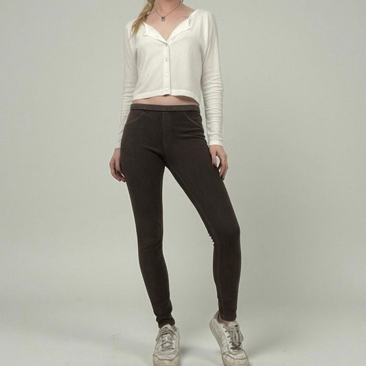 Hue Brown Corduroy Low Rise Skinny Pants