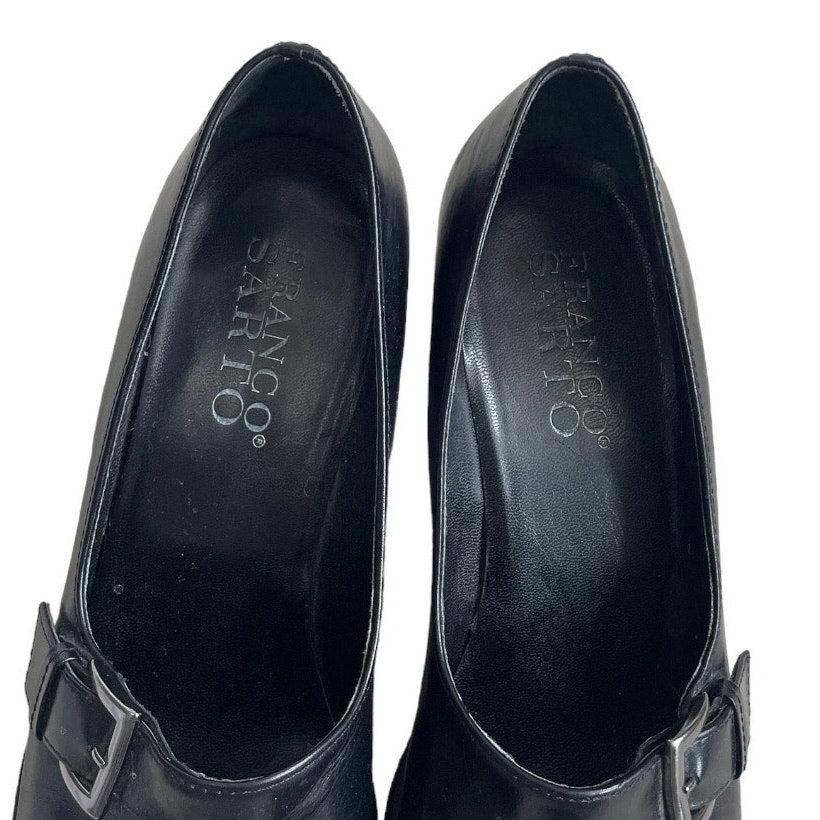 Franco Sarto Black Leather Buckle Heels