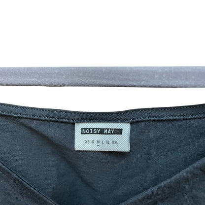 Noisy May Grey Puff Sleeve Tie Front Mini Dress