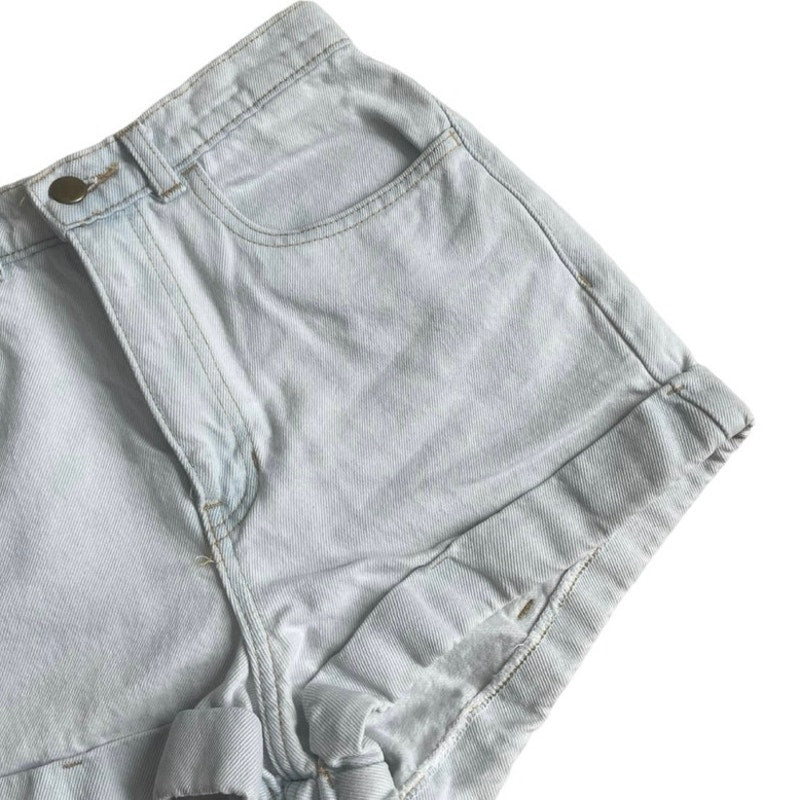 American Apparel Jeans Light Wash High Rise Denim Mini Shorts