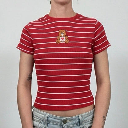 Care Bears Red & White Striped Short Sleeve Top