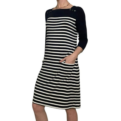 41 Hawthorn Navy Blue & White Striped Cropped Sleeve Dress
