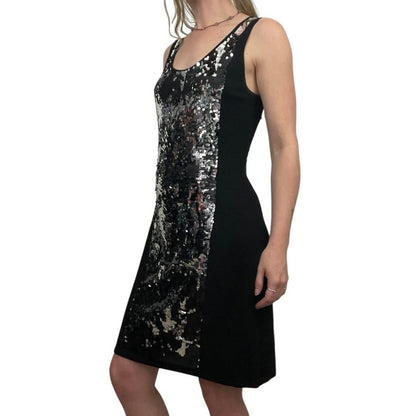 Yoana Baraschi Vintage Black & Silver Flip Sequin Bodycon Mini Dress