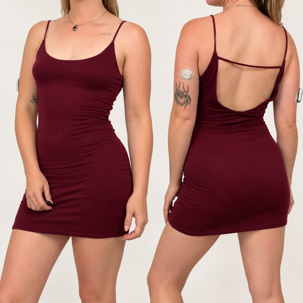 Burgundy Open Back Bodycon Mini Dress