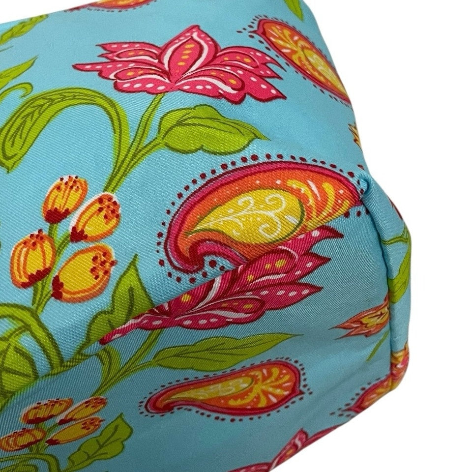 NWT Spring Inspirations Blue & Red Boho Paisley Floral Basket Tote Bag