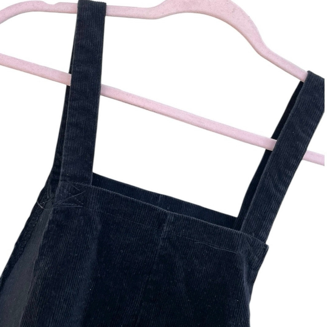 Black Corduroy Overall Mini Dress