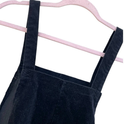 Black Corduroy Overall Mini Dress