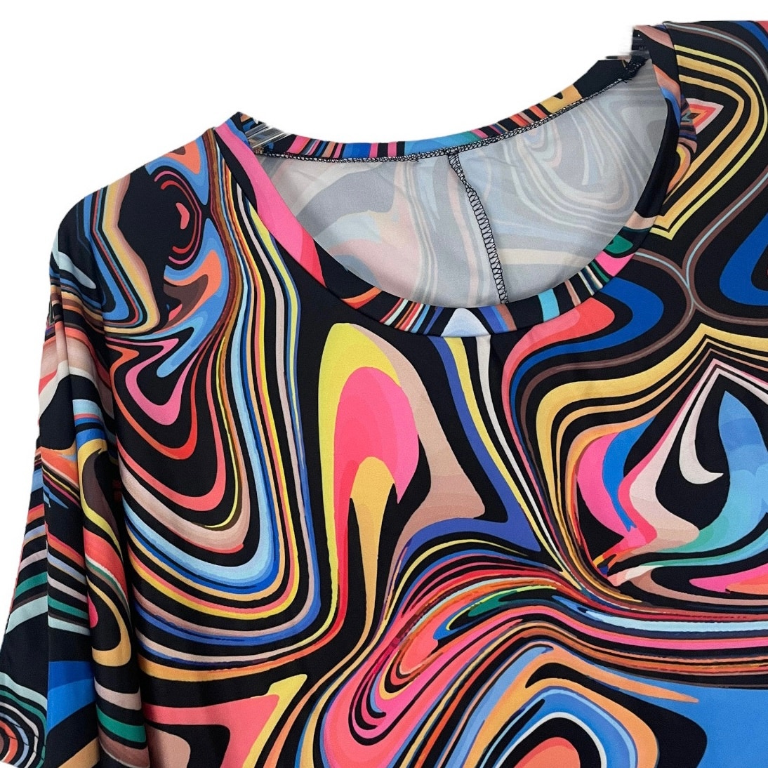 Colorful Funky Swirly Short Sleeve Blouse