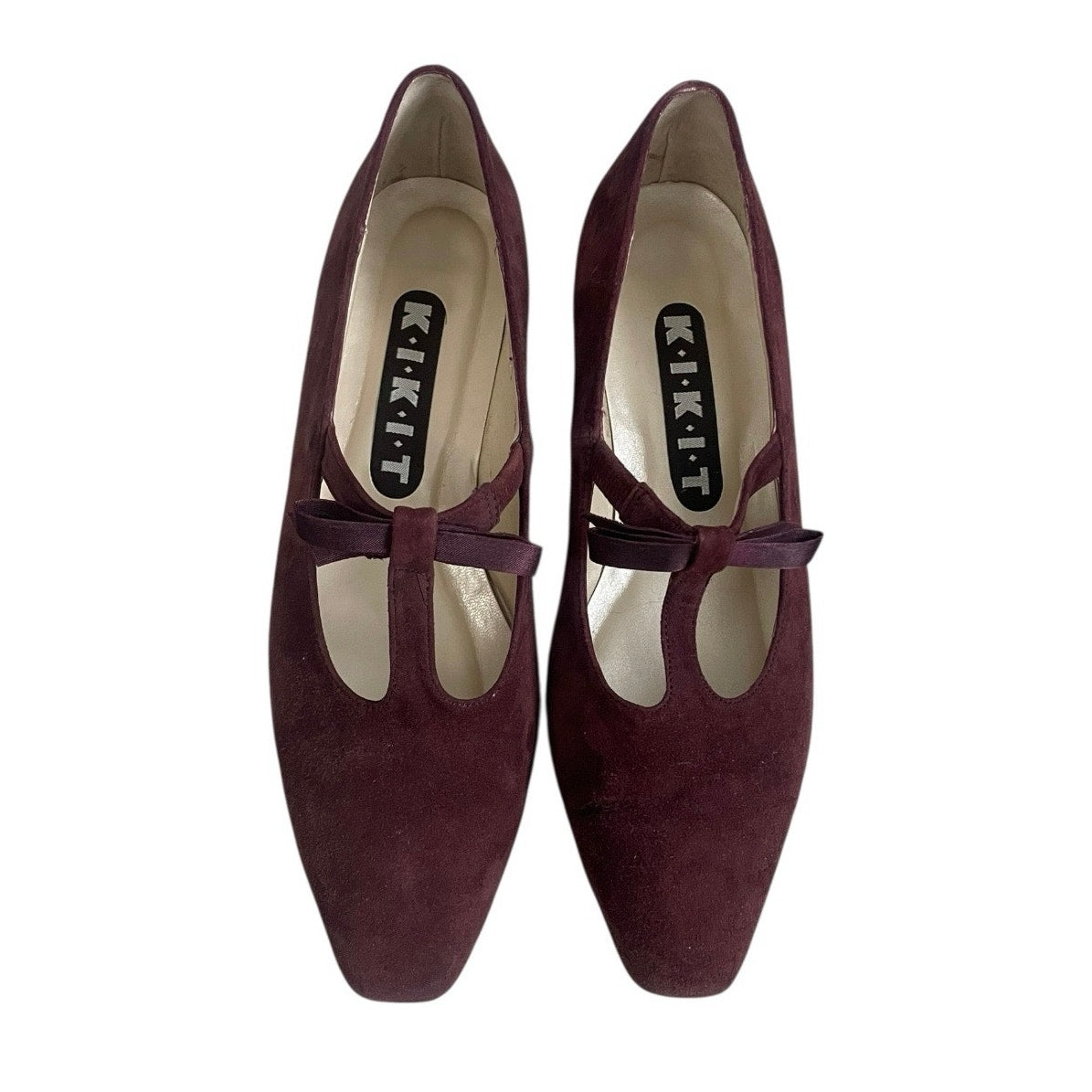 KIKIT Vintage Beauregard 2 Chianti Suede Leather Brown Bow Heels
