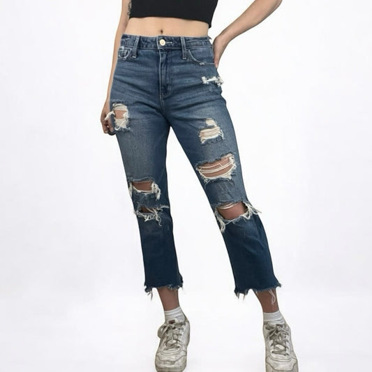 Hollister High-Rise Slim Straight Vintage Stretch Distressed Jeans