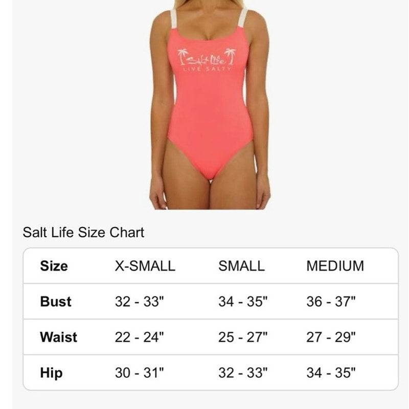 NWT Salt Life Coral Pink Live Salty Scoop Neck One Piece Swimsuit