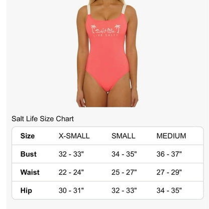 NWT Salt Life Coral Pink Live Salty Scoop Neck One Piece Swimsuit