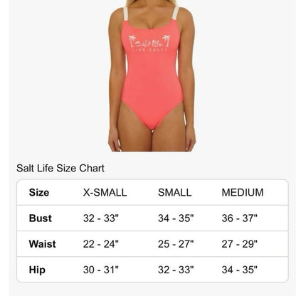 NWT Salt Life Coral Pink Live Salty Scoop Neck One Piece Swimsuit