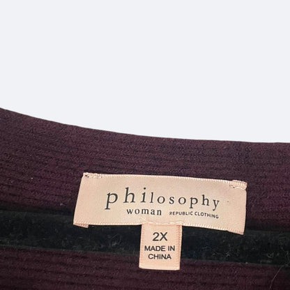 Philosophy Burgundy Ribbed Knit Scoop Neck Sweater
