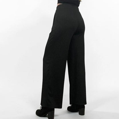 Black Pleated Wide Leg High Rise Palazzo Pants