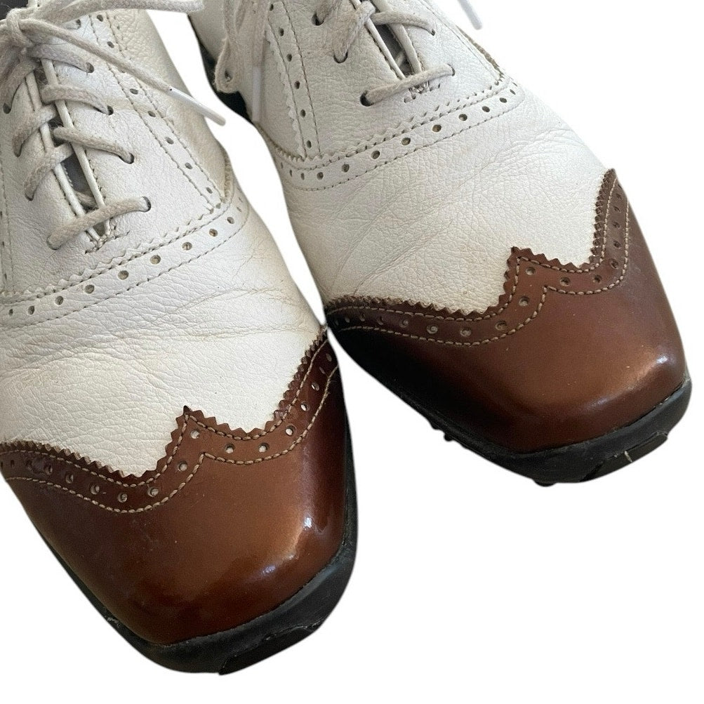 Footjoy White and Brown LoPro Collection Leather Golf Shoes