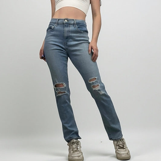 Levi's 724 High Rise Straight Leg Distressed Jeans