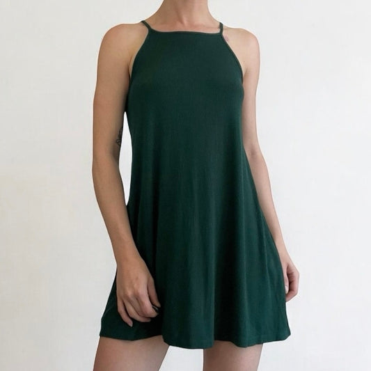 Forever 21 Green Ribbed Mini Dress