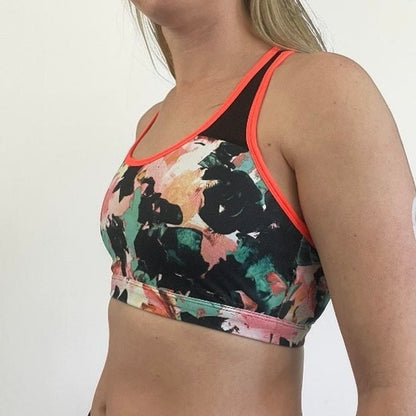 Fabletics Colorful Abstract Floral Print Racerback Sports Bra