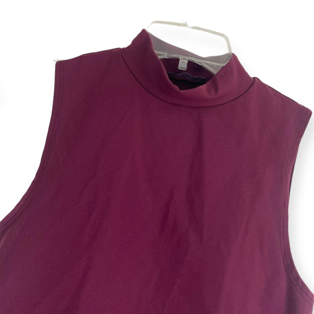 Donna Mizani Maroon Stretchy Cropped High Neck Active Tank Top