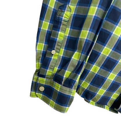 Abercrombie & Fitch Mens Blue & Green Plaid Button Down Muscle Shirt