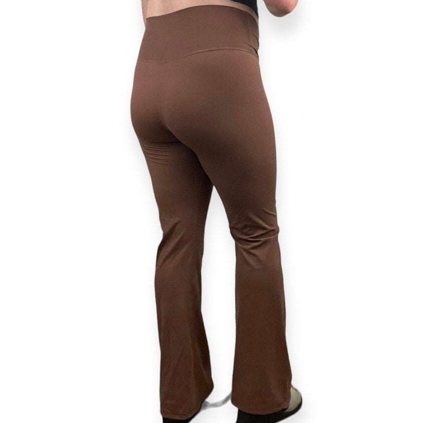 Brown Actve Flare V-Waistband Athletic Leggings